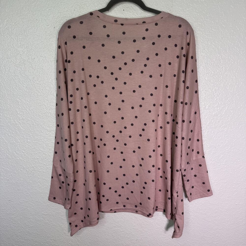 Soft Surroundings Top Womens Large XL Polka Dot Tunic Light Pink Rayon Blend - Picture 5 of 10